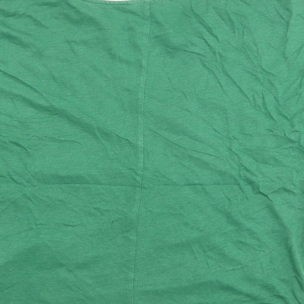 White Stuff Womens Green Linen Basic T-Shirt Size 10 Round Neck