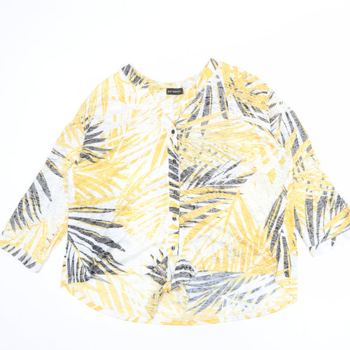 Just Elegance Womens Multicoloured Geometric Polyester Basic Button-Up Size XL V-Neck - Leaf Print
