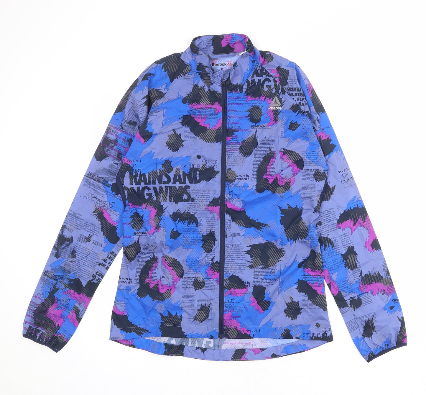 Reebok Womens Multicoloured Geometric Windbreaker Jacket Size S Zip