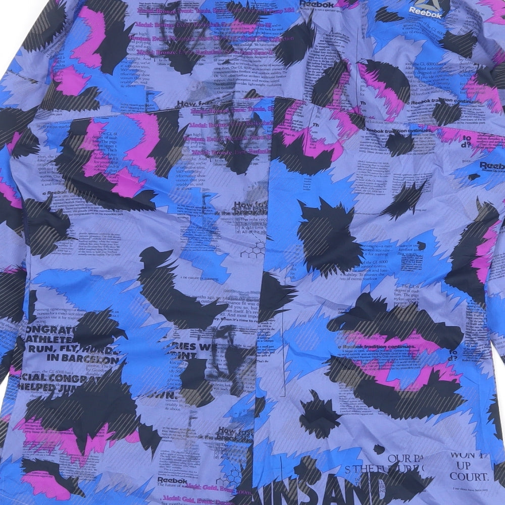 Reebok Womens Multicoloured Geometric Windbreaker Jacket Size S Zip