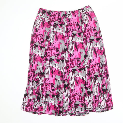 Saloos Womens Multicoloured Geometric Polyester A-Line Skirt Size 32 in