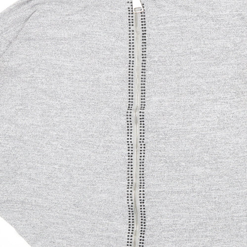 Vouley Vous Womens Grey Round Neck Geometric Viscose Pullover Jumper Size S - Heart Pattern