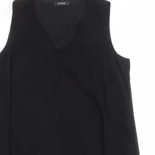Evans Womens Black Polyester Shift Size 20 V-Neck Pullover
