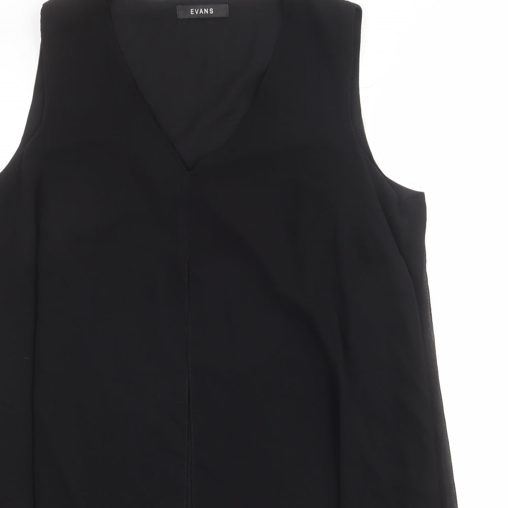 Evans Womens Black Polyester Shift Size 20 V-Neck Pullover
