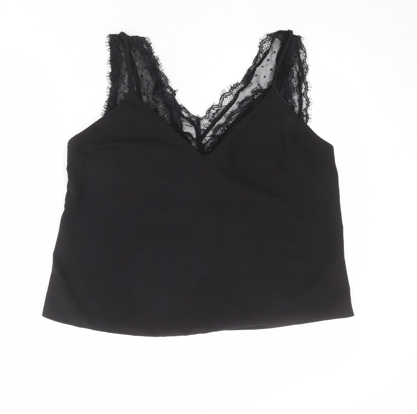 ASOS Womens Black Polyester Basic Tank Size 14 V-Neck