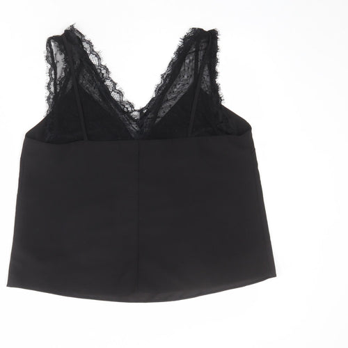 ASOS Womens Black Polyester Basic Tank Size 14 V-Neck