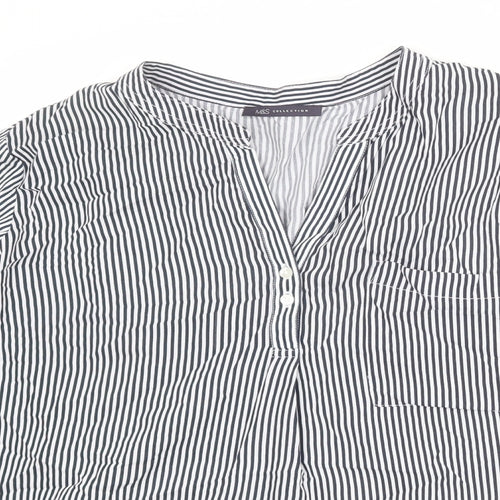 Marks and Spencer Womens Blue Striped Viscose Basic Blouse Size 2XS V-Neck