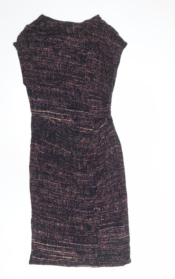 H&M Womens Multicoloured Viscose Pencil Dress Size M Boat Neck Pullover