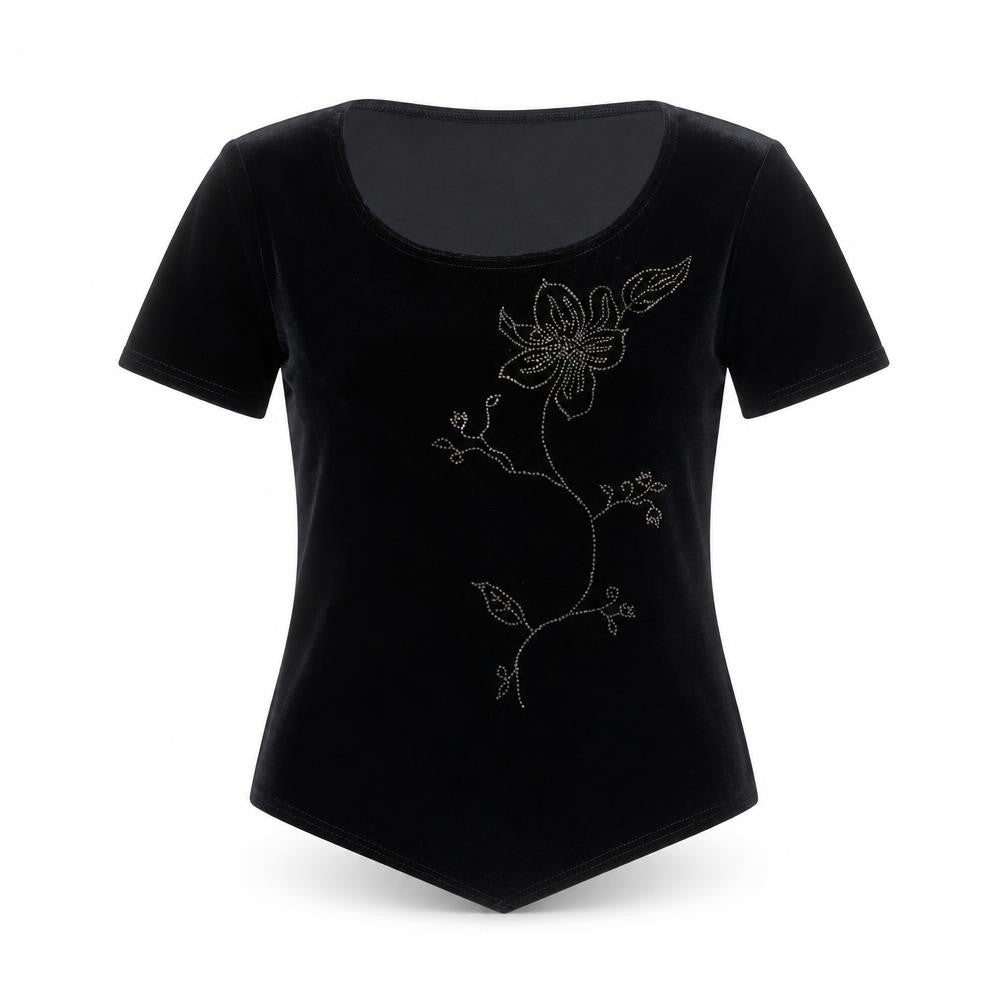 Front view of Sophia De Sol women’s black polyester basic t-shirt, size UK 12, round neck