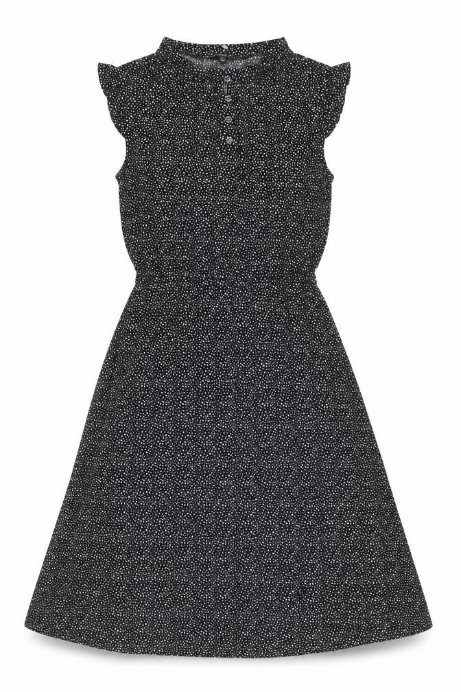 Adrianna Papell Womens Black Geometric Polyester Fit & Flare Size S Mock Neck Button