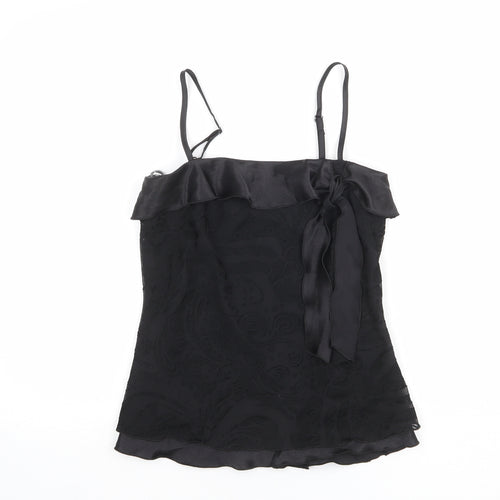 Dorothy Perkins Womens Black Polyester Basic Tank Size 10 Square Neck