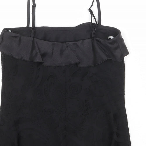 Dorothy Perkins Womens Black Polyester Basic Tank Size 10 Square Neck