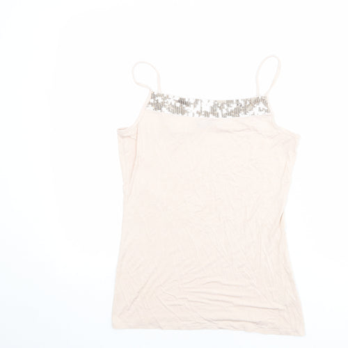 Autograph Womens Pink Viscose Basic Tank Size 14 Square Neck