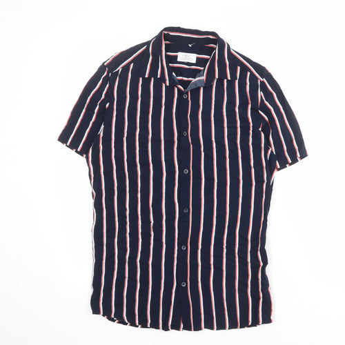 NEXT Mens Blue Striped Viscose Button-Up Size XS Collared Button