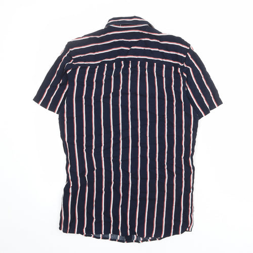 NEXT Mens Blue Striped Viscose Button-Up Size XS Collared Button