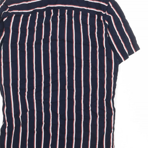 NEXT Mens Blue Striped Viscose Button-Up Size XS Collared Button
