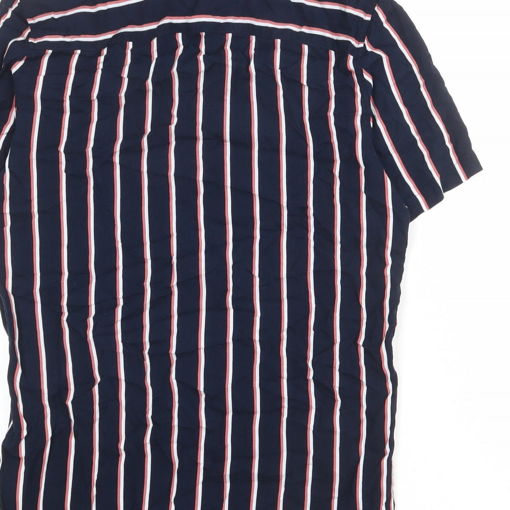 NEXT Mens Blue Striped Viscose Button-Up Size XS Collared Button