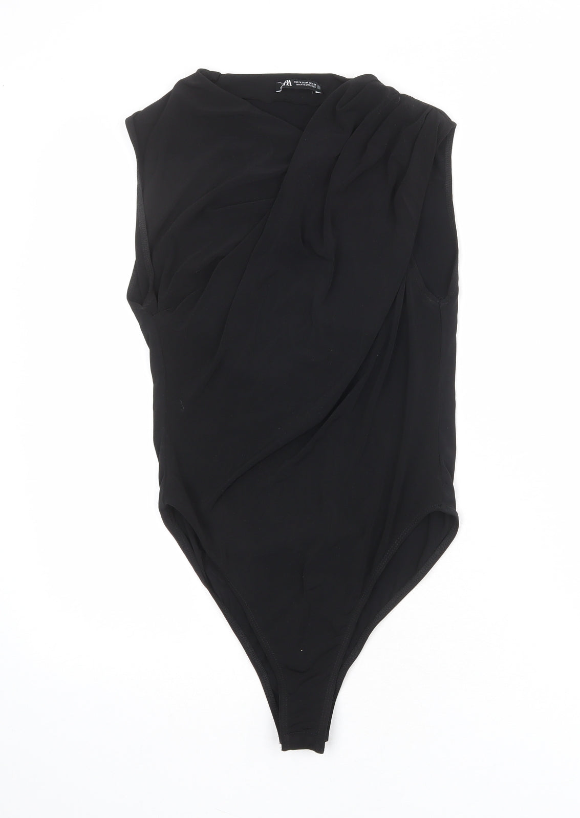 Zara Womens Black Polyester Bodysuit One-Piece Size M Snap
