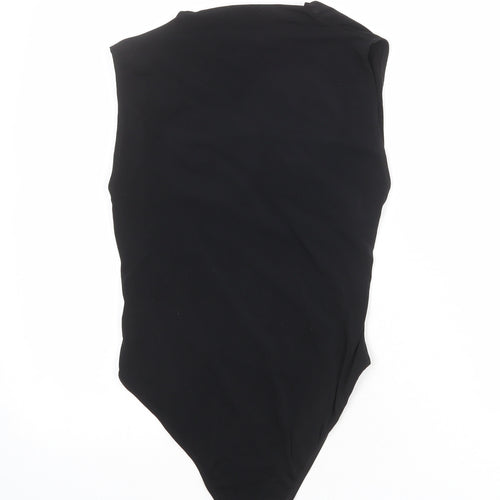Zara Womens Black Polyester Bodysuit One-Piece Size M Snap
