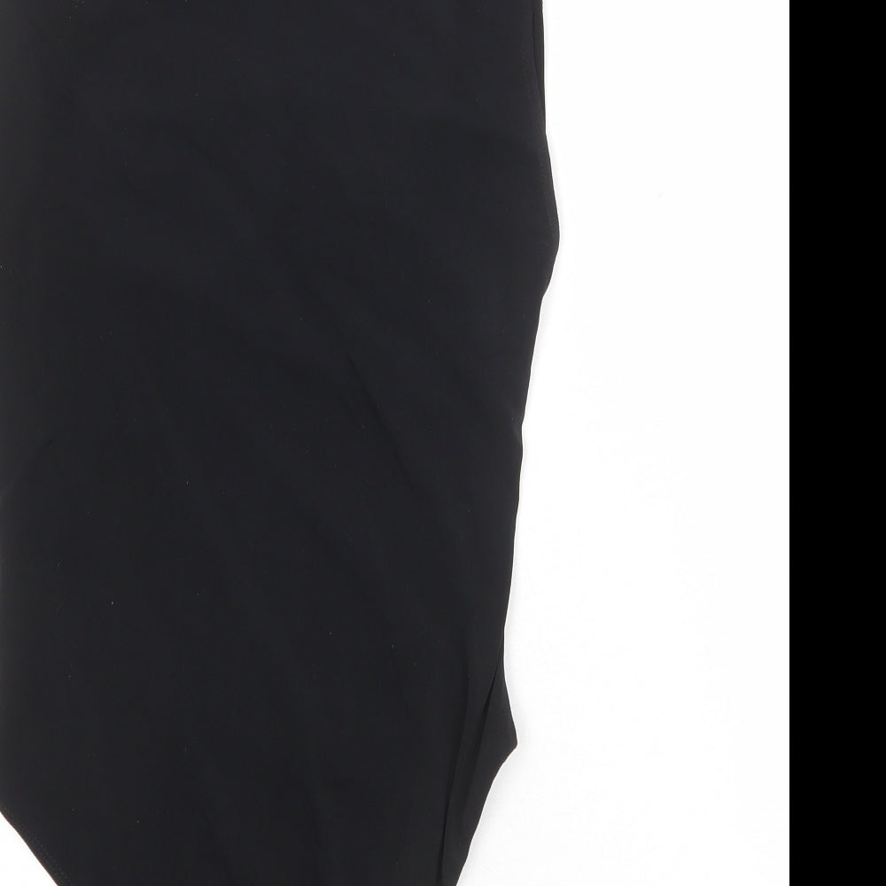Zara Womens Black Polyester Bodysuit One-Piece Size M Snap