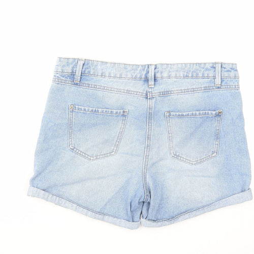 Papaya Womens Blue Cotton Mom Shorts Size 12 L4 in Regular Zip - Distressed