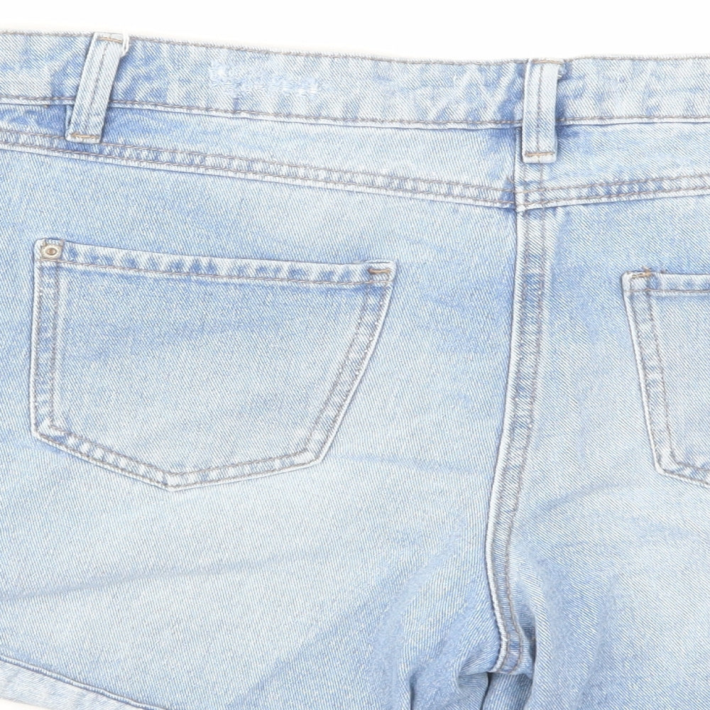 Papaya Womens Blue Cotton Mom Shorts Size 12 L4 in Regular Zip - Distressed