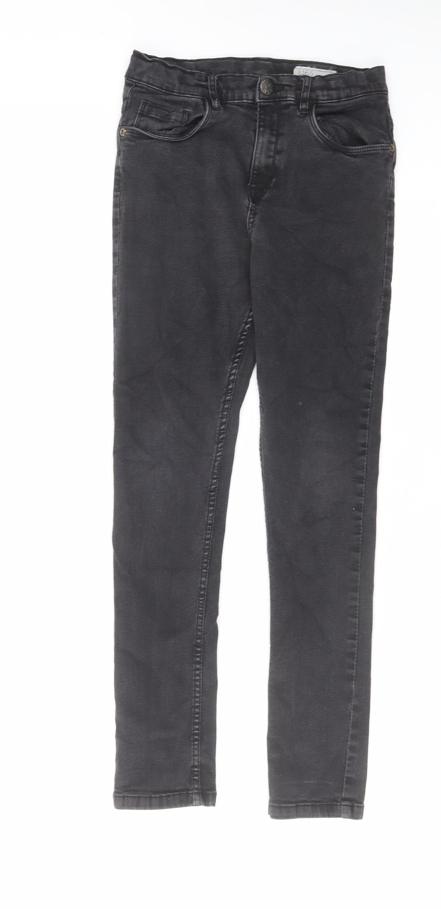 Peacocks Boys Black Cotton Skinny Jeans Size 12-13 Years Regular Zip
