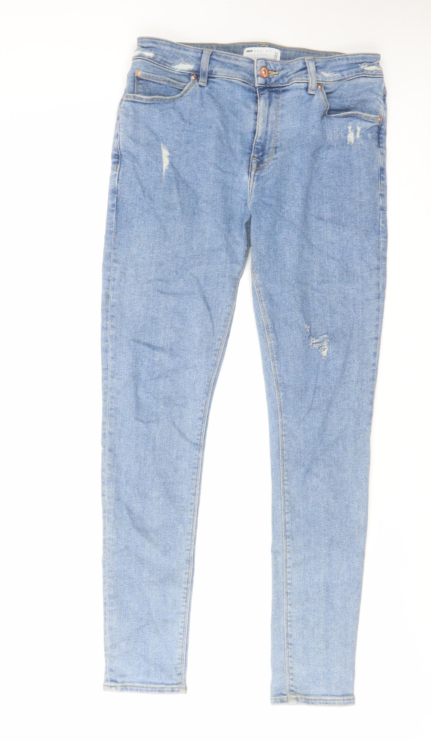 ASOS Womens Blue Cotton Skinny Jeans Size 32 in L32 in Regular Zip