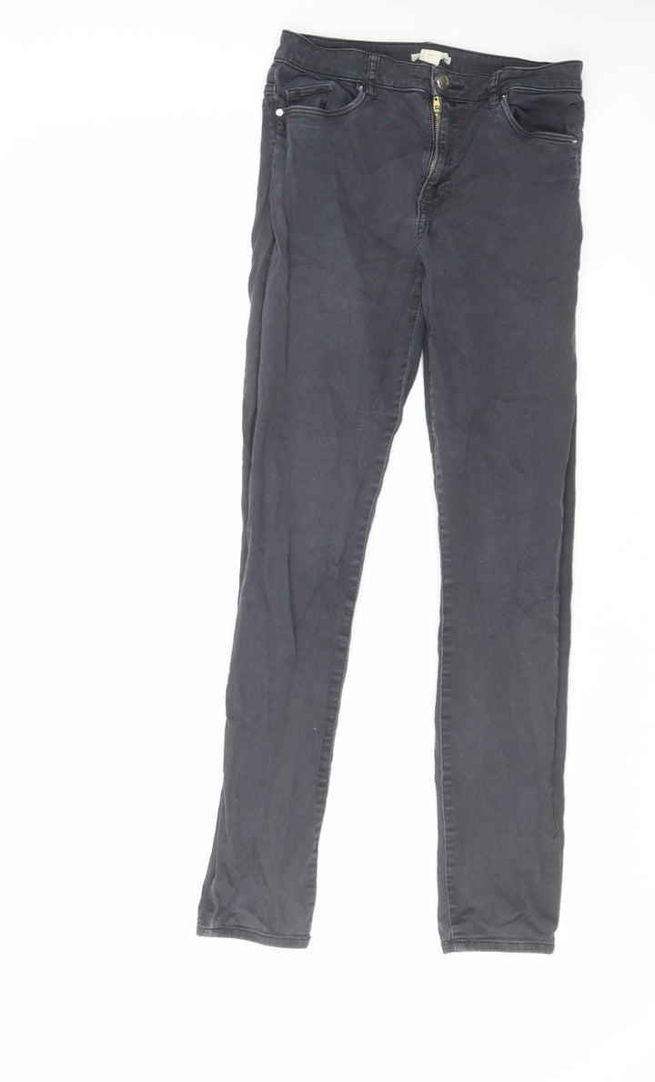 H&M Womens Blue Cotton Skinny Jeans Size 10 L29 in Regular Zip