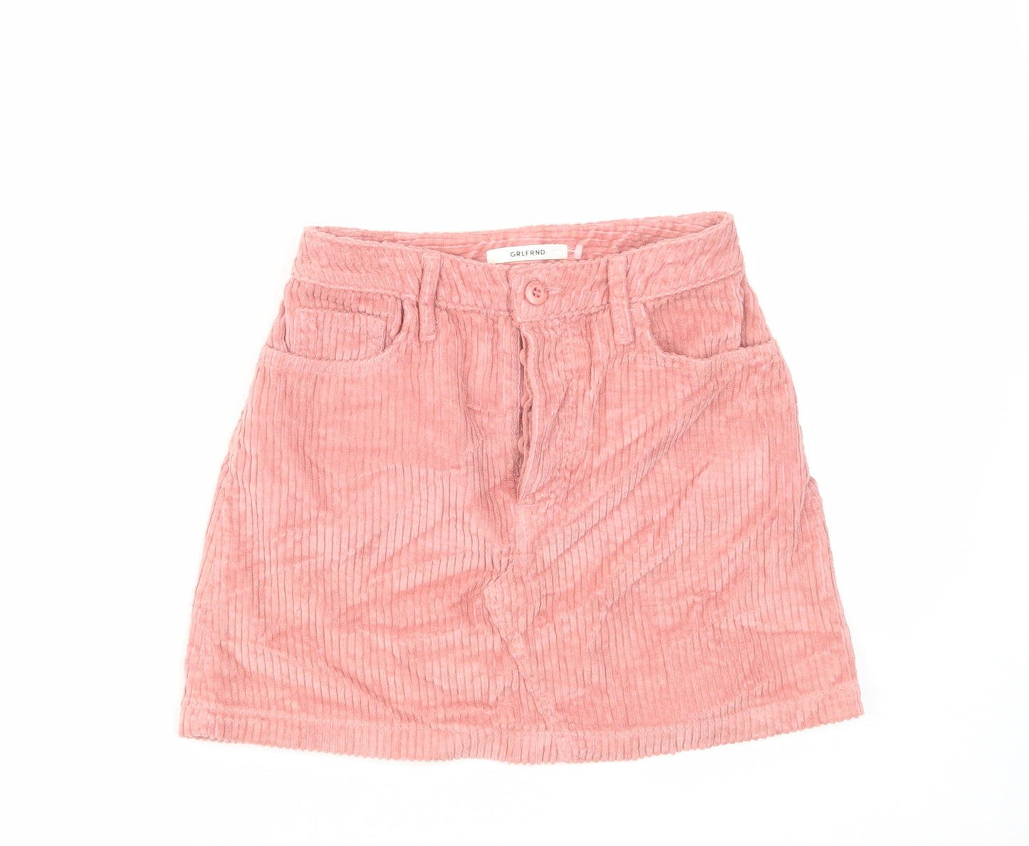 Grlfrnd Womens Pink Cotton Mini Skirt Size 26 in Button