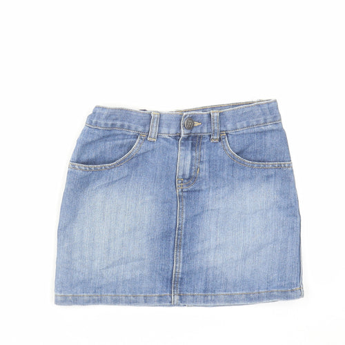 Est. 1989 Girls Blue Cotton Mini Skirt Size 10 Years Regular Zip