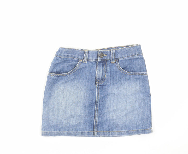 Est. 1989 Girls Blue Cotton Mini Skirt Size 10 Years Regular Zip