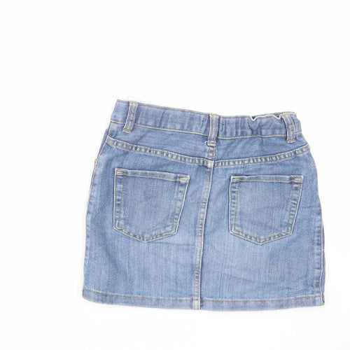 Est. 1989 Girls Blue Cotton Mini Skirt Size 10 Years Regular Zip