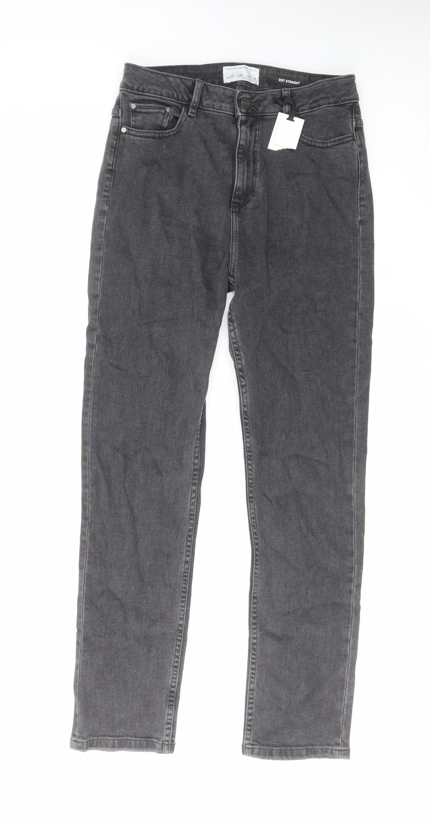 Primark Womens Grey Cotton Skinny Jeans Size 12 L30 in Regular Zip