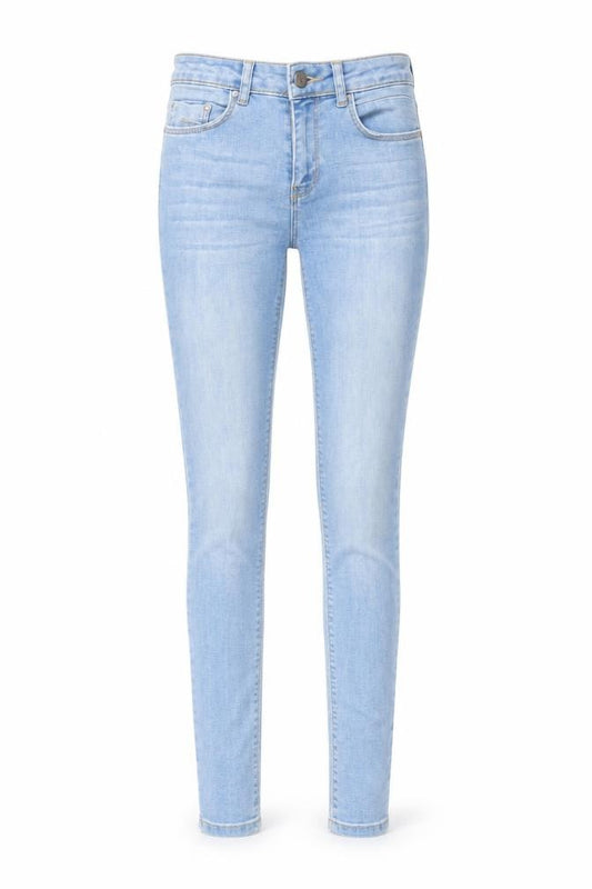 Front view of Koton Jeans women’s blue cotton skinny jeans, size UK 24, in, 27-inch leg regular zip