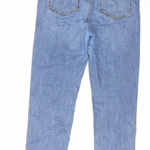 Marks and Spencer Womens Blue Cotton Straight Jeans Size 16 L29 in Regular Zip