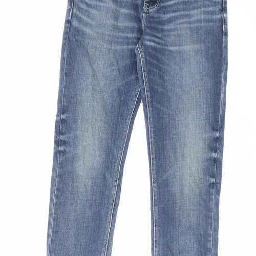 ASOS Womens Blue Cotton Straight Jeans Size 30 in L30 in Regular Zip