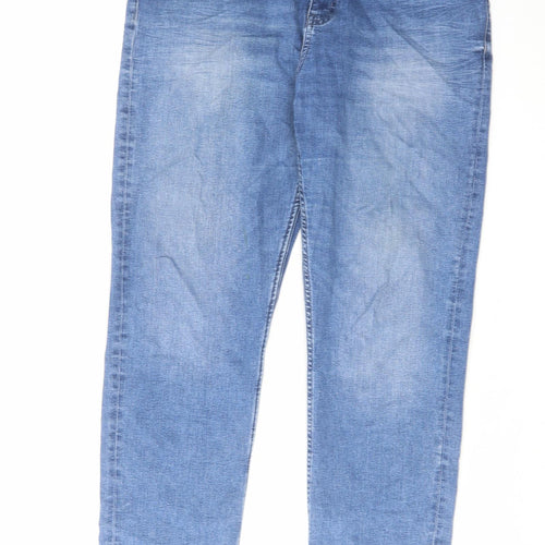 Marks and Spencer Womens Blue Cotton Straight Jeans Size 16 L29 in Regular Zip