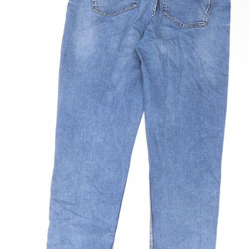 Marks and Spencer Womens Blue Cotton Straight Jeans Size 16 L29 in Regular Zip