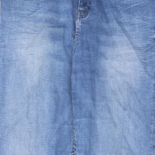 Marks and Spencer Womens Blue Cotton Straight Jeans Size 16 L29 in Regular Zip