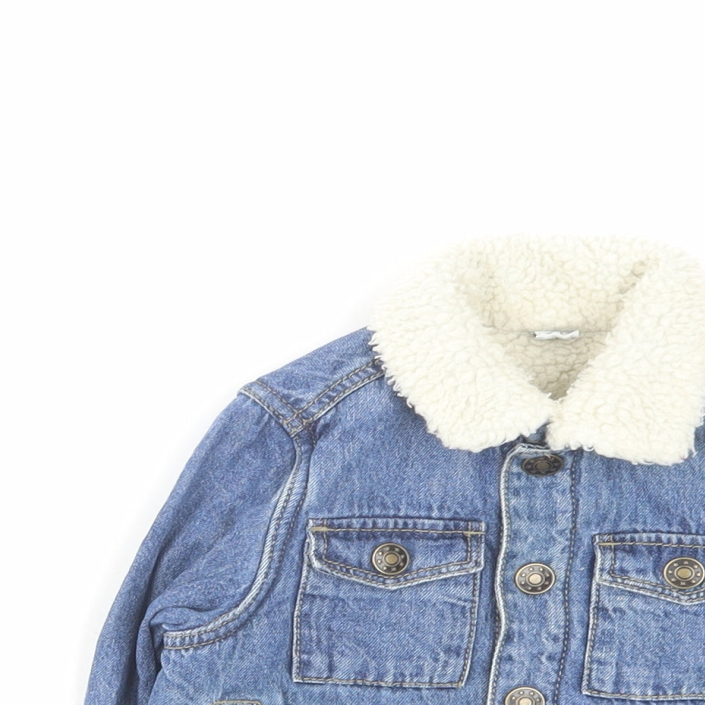 TU Girls Blue Jacket Size 2 Years Button