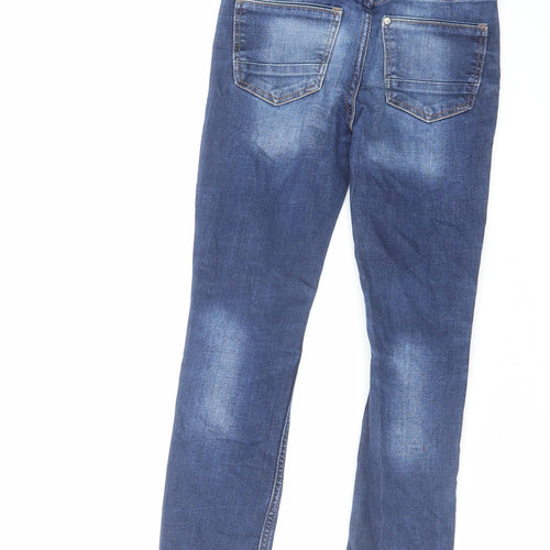H&M Boys Blue Cotton Skinny Jeans Size 7-8 Years Regular Zip