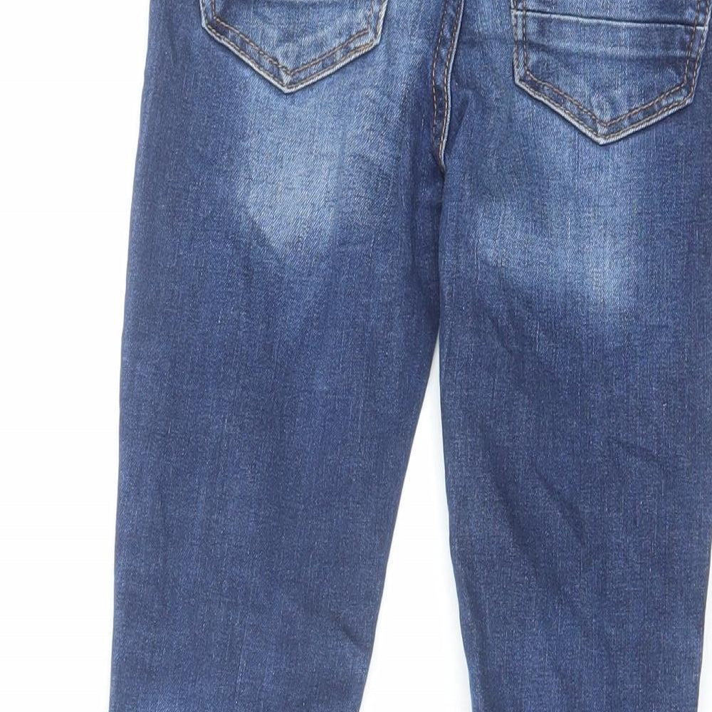 H&M Boys Blue Cotton Skinny Jeans Size 7-8 Years Regular Zip