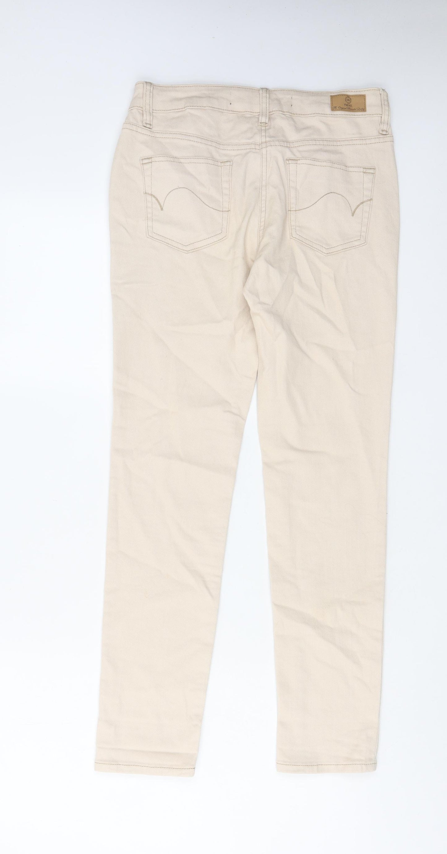 NEXT Womens Beige Cotton Skinny Jeans Size 6 L27 in Regular Zip