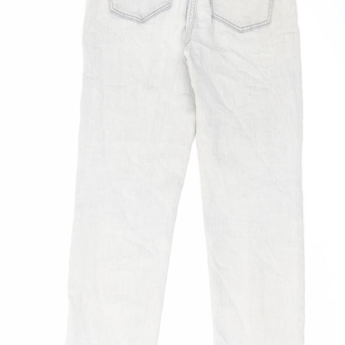 Marks and Spencer Womens Grey Cotton Straight Jeans Size 12 L28 in Regular Zip