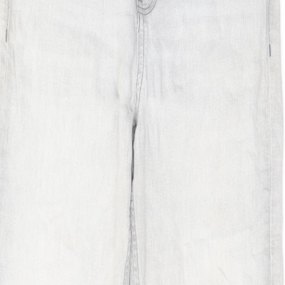 Marks and Spencer Womens Grey Cotton Straight Jeans Size 12 L28 in Regular Zip