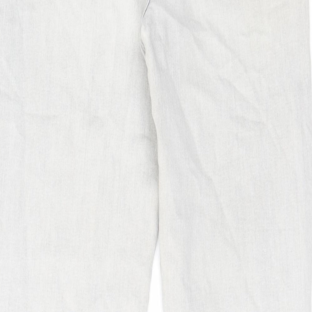 Marks and Spencer Womens Grey Cotton Straight Jeans Size 12 L28 in Regular Zip