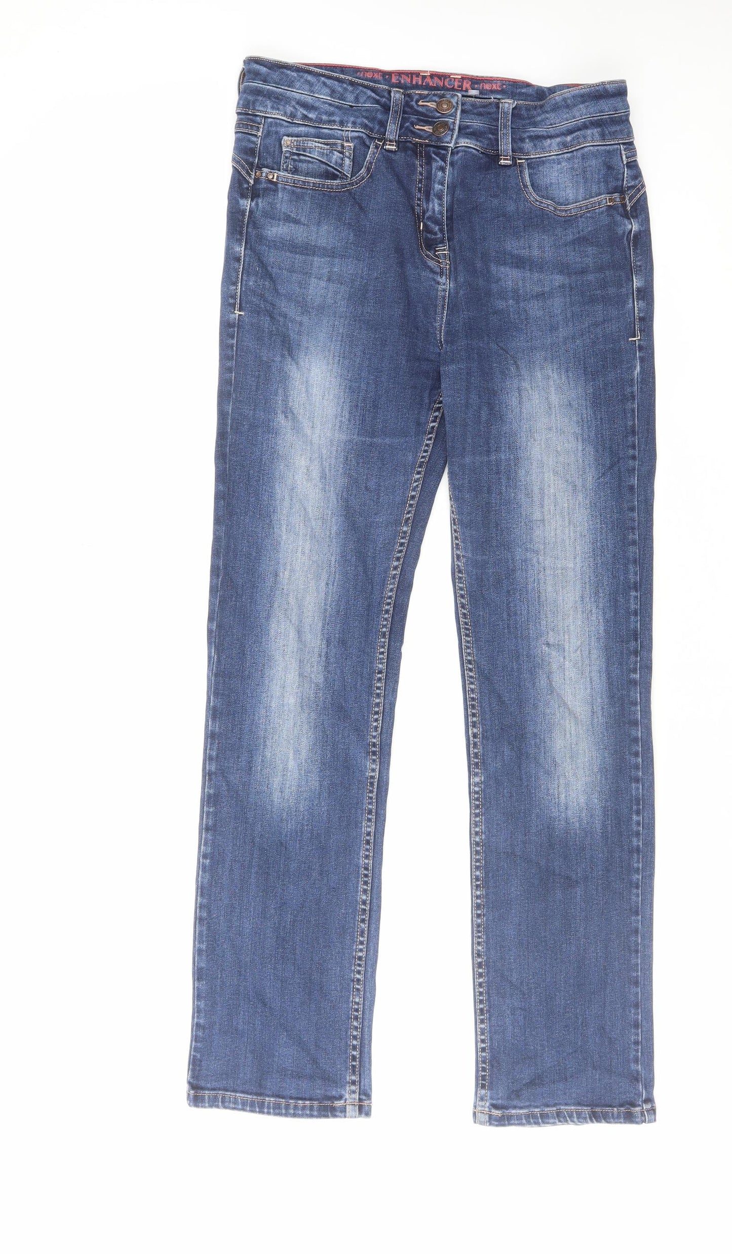 NEXT Womens Blue Cotton Straight Jeans Size 12 L29 in Regular Zip