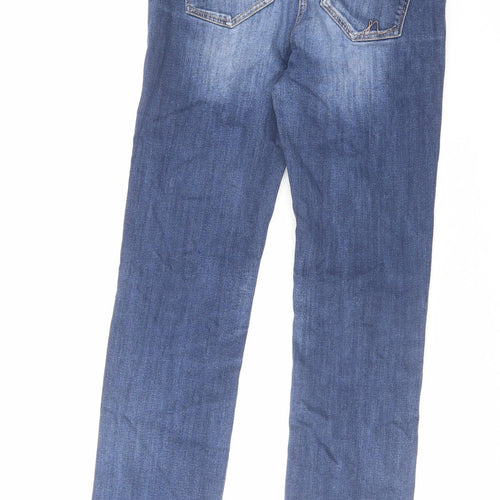 NEXT Womens Blue Cotton Straight Jeans Size 12 L29 in Regular Zip