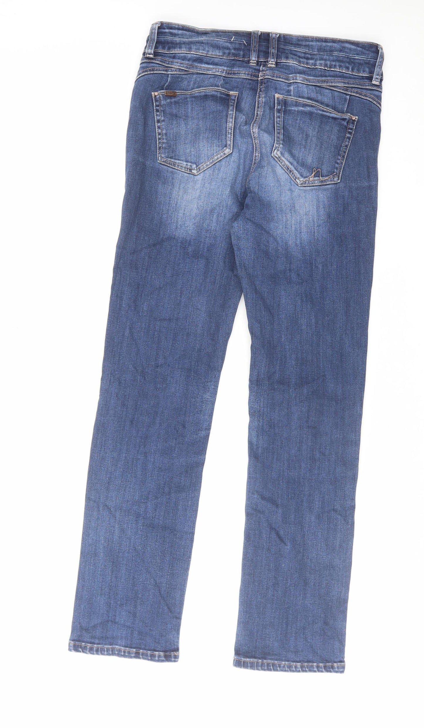 NEXT Womens Blue Cotton Straight Jeans Size 12 L29 in Regular Zip